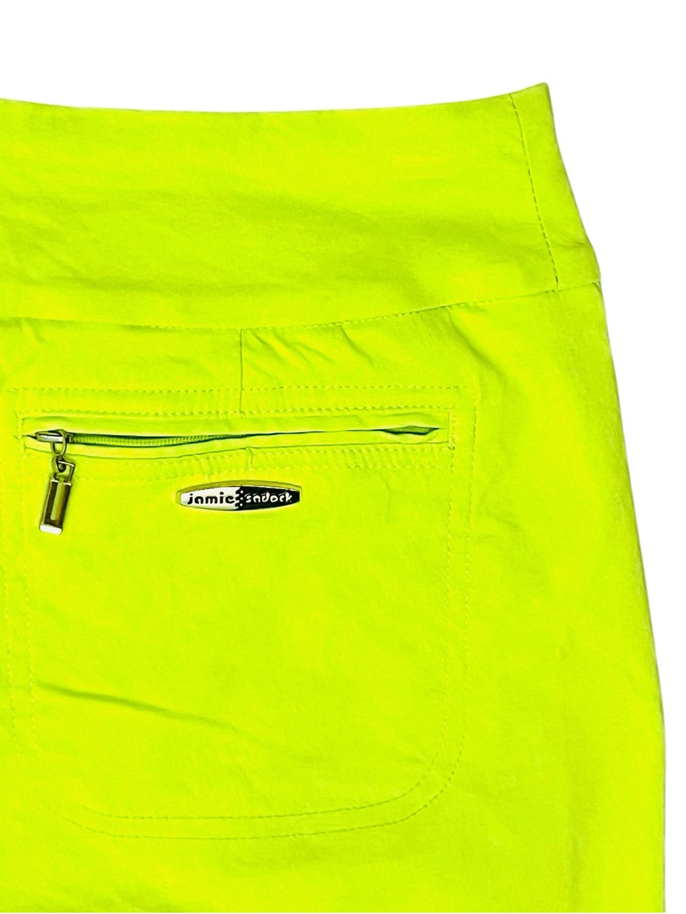 Jamie Sadock Shorts Golf Tennis Vibrant Yellow/Lime Zip/Pockets Stretch Sz 6 - Picture 8 of 13